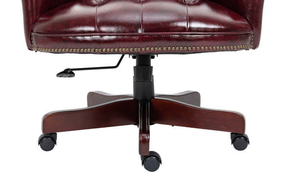 English Elm Executive Office Chair with Height Adjust, Ergonomic High Back, Thick Padded Seat, Smooth Casters Burgundy W133360438