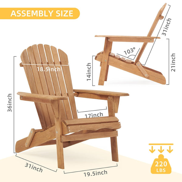 English Elm Wooden Cedar Folding Adirondack Chair Set of 2 for Patio Deck Garden Fire Pit W139058473