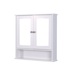 Hearth and Haven Wall Mounted Bathroom Cabinet with 2 Mirror Doors and Adjustable Shelf W40947979