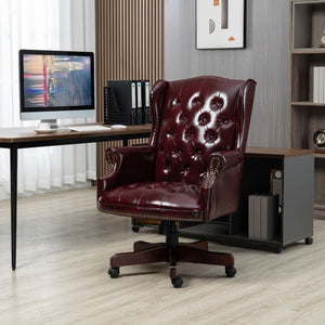 English Elm Executive Office Chair with Height Adjust, Ergonomic High Back, Thick Padded Seat, Smooth Casters Burgundy W133360438