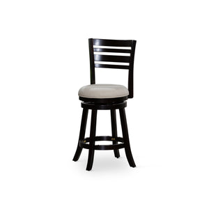 English Elm 24" Stylish Counter Height Swivel Stool With Espresso Finish & Soft Beige Fabric Seat For Comfort B04660688