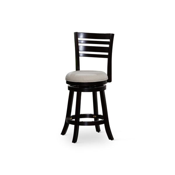 English Elm 24" Stylish Counter Height Swivel Stool With Espresso Finish & Soft Beige Fabric Seat For Comfort B04660688