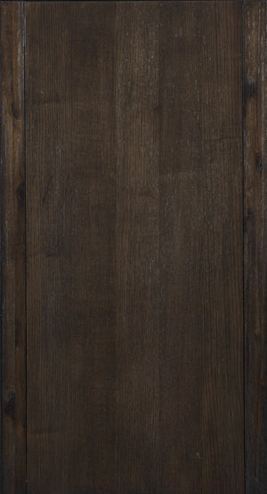 English Elm Traditional Elegant Dining Table with Double Pedestal, Parquet Veneer Top and Carved Molding Finish Brown Mix 80.25 L x 44 W x 7.5 H B011S00186