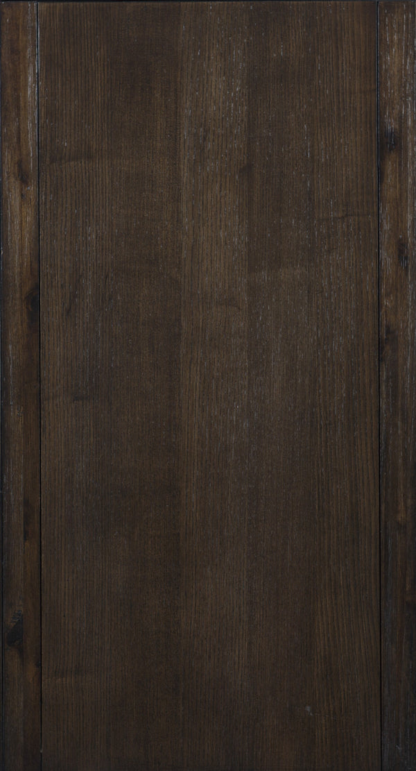 English Elm Traditional Elegant Dining Table with Double Pedestal, Parquet Veneer Top and Carved Molding Finish Brown Mix 80.25 L x 44 W x 7.5 H B011S00186