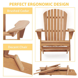 English Elm Wooden Cedar Folding Adirondack Chair Set of 2 for Patio Deck Garden Fire Pit W139058473
