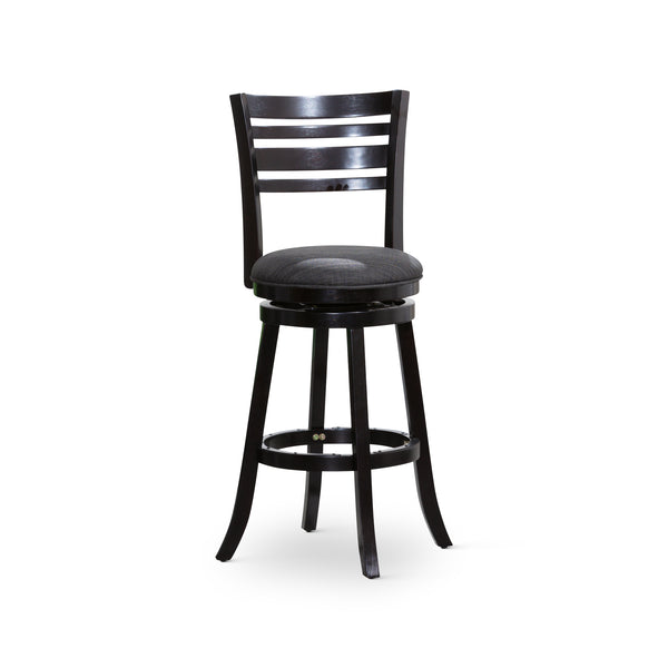 English Elm 30" 4-Slat Back Swivel Bar Stool with Padded Charcoal Fabric Seat, Solid Hardwood Frame, Durable Footrest Espresso B04660691
