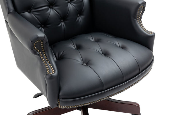 English Elm Executive Pu Leather Office Chair Thick Foam Seat Pneumatic Height Adjustment 330 Lb W1333P488931