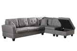 Hearth and Haven Fabric Right Chaise Living Room Sofa Set with Storage Ottoman W1352S00005