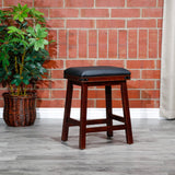 English Elm 24" Counter Stool, Espresso Finish, Black Leather Seat