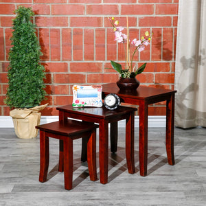 English Elm 3-Piece Nesting Table Set, Cherry