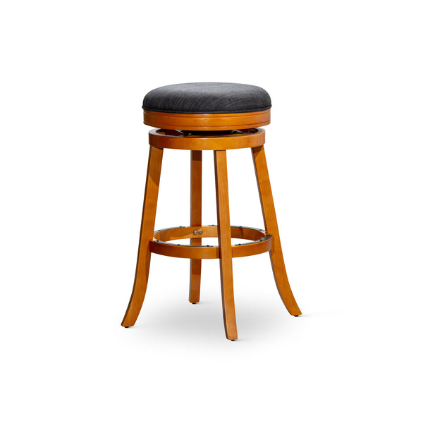 English Elm 30" Bar Stool Backless Swivel with Padded Charcoal Fabric Seat, Solid Hardwood Frame, Durable Design Natural B04660661