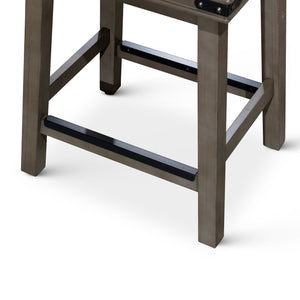 English Elm 24" Counter Stool Weathered Gray with French Gray Bonded Leather Seat, Hardwood Frame & Metal Accents B04660631