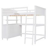 Hearth and Haven Young Full Size Loft Bed with Desk, Cabinet and Shelves, White LT011529AAK