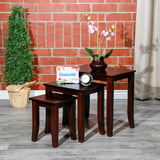 English Elm 3-Piece Nesting Table Set, Dark Brown