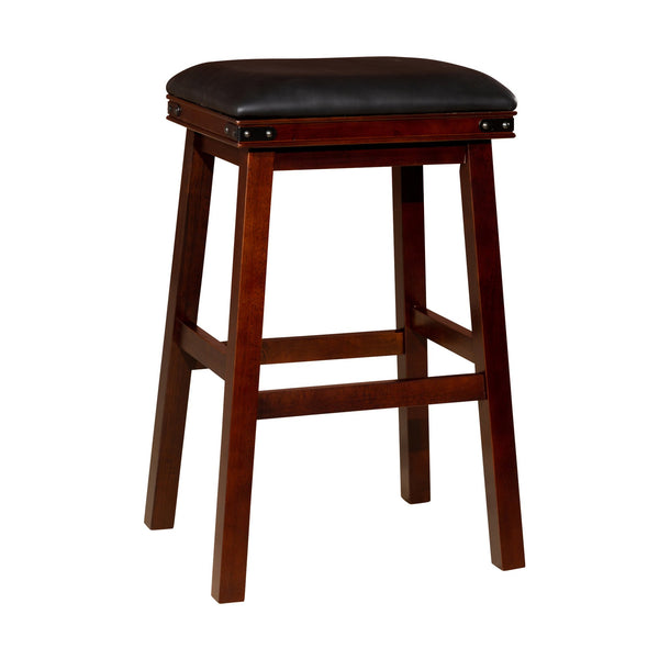 English Elm 30" Bonded Leather Bar Stool in Espresso Finish with Solid Hardwood Frame, Durable Comfort Seat, 30" B04660628