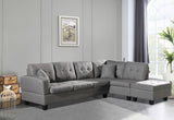 Fabric Right Chaise Living Room Sofa Set with Storage Ottoman