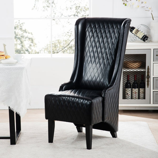 English Elm 23.03" Wingback Velvet Accent Chair Tall High Back Support for Living Room Bedroom Black W680P404142