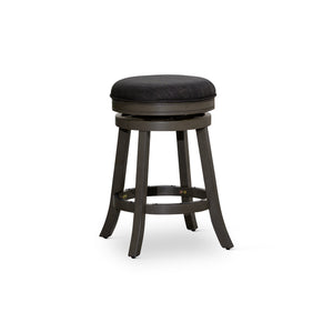 English Elm 24" Counter Stool - Stylish Weathered Gray, Charcoal Fabric Seat, 360° Swivel For Ultimate Comfort B04660672