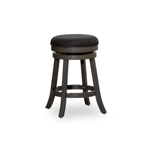 English Elm 24" Counter Stool - Stylish Weathered Gray, Charcoal Fabric Seat, 360° Swivel For Ultimate Comfort B04660672