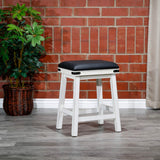 English Elm 24" Counter Stool, Antique White Finish, Black Leather Seat