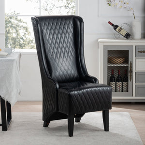 English Elm 23.03" Wingback Velvet Accent Chair Tall High Back Support for Living Room Bedroom Black W680P404142
