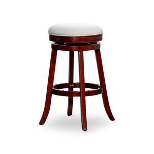 English Elm 30" Bar Stool Backless Swivel with Padded Charcoal Fabric Seat, Solid Hardwood Frame, Durable Design Cherry B04660663