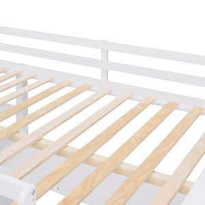 English Elm Full Size Pine Wood Loft Bed with Built-in Desk Shelves and Drawer Storage LT011529AAK