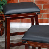 English Elm 24" Counter Stool, Espresso Finish, Black Leather Seat