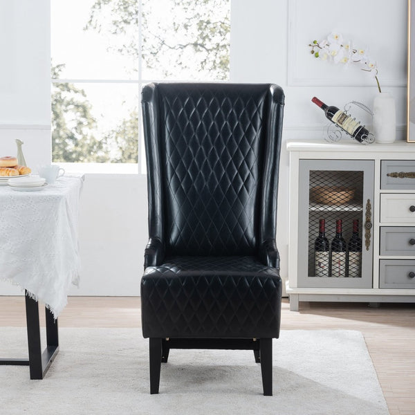 English Elm 23.03" Wingback Velvet Accent Chair Tall High Back Support for Living Room Bedroom Black W680P404142
