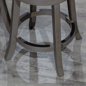 English Elm 24" Counter Stool - Stylish Weathered Gray, Charcoal Fabric Seat, 360° Swivel For Ultimate Comfort B04660672