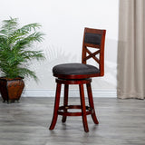 English Elm 30" Bar Height X-Back Swivel Stool, Stool, Cherry Finish, Charcoal Fabric Seat