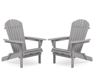 English Elm Wood Solid Cedar Folding Adirondack Chair Set of 2 for Patio Backyard Outdoor W139058446
