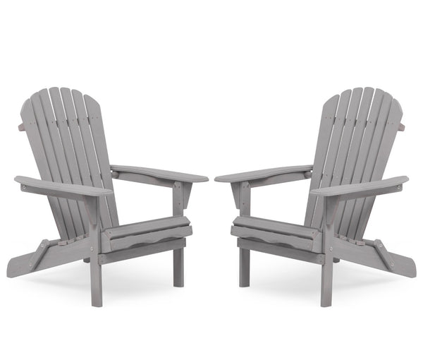 English Elm Wood Solid Cedar Folding Adirondack Chair Set of 2 for Patio Backyard Outdoor W139058446