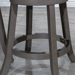 English Elm 24" Counter Stool - Stylish Weathered Gray, Charcoal Fabric Seat, 360° Swivel For Ultimate Comfort B04660672