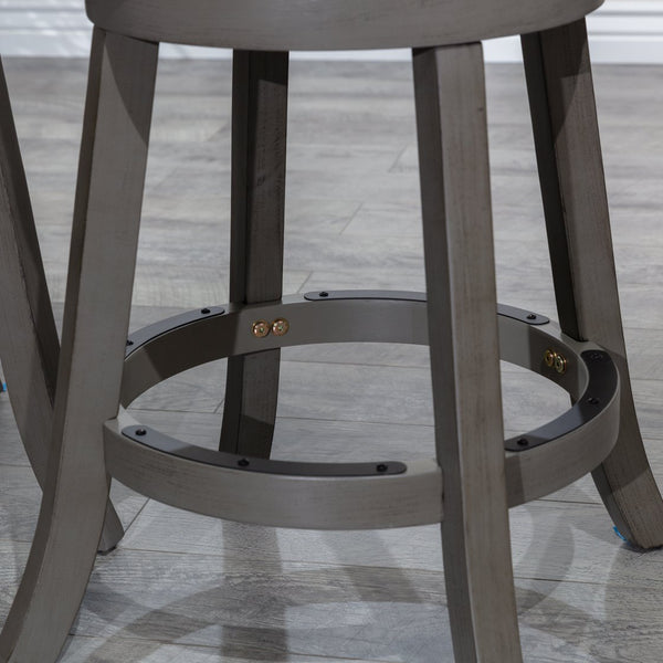 English Elm 24" Counter Stool - Stylish Weathered Gray, Charcoal Fabric Seat, 360° Swivel For Ultimate Comfort B04660672
