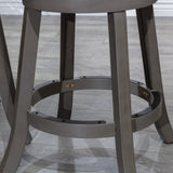 English Elm 24" Counter Stool, Weathered Gray, Black Leather Seat