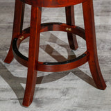 English Elm 30" Bar Stool, Cherry Finish, Beige Fabric Seat