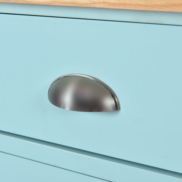 English Elm Kitchen Cart with Drop-Leaf Rubberwood Countertop, Sliding Barn Door, Locking Wheels & Storage Space Mint Green SK000001AAE