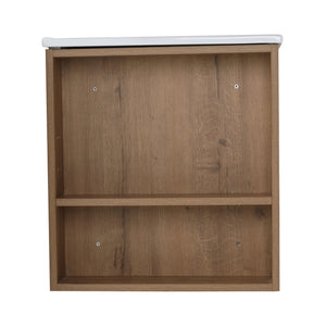 English Elm 30 Inch Bathroom Vanity With Adjustable Open Shelf & Modern White Ceramic Basin For Easy Assembly W999S00003