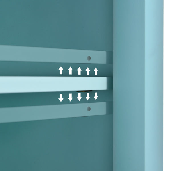 English Elm Kitchen Cart with Drop-Leaf Rubberwood Countertop, Sliding Barn Door, Locking Wheels & Storage Space Mint Green SK000001AAE