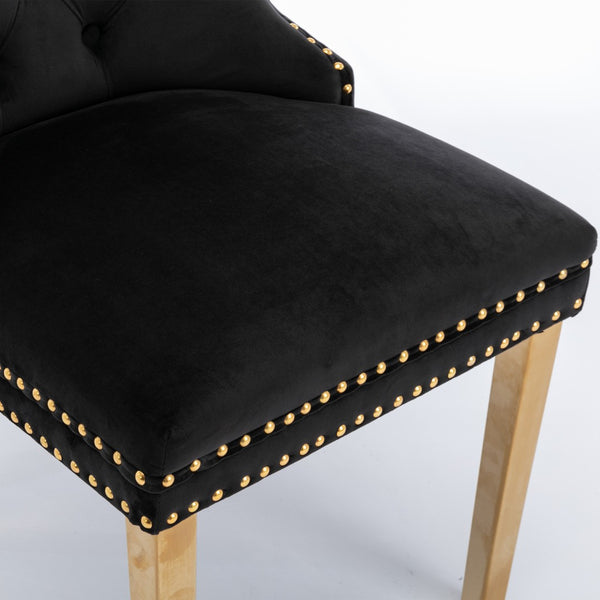 English Elm A&a Tufted Velvet Dining Chair with Nailhead Trim and Gold Polished Steel Legs W1143P452843