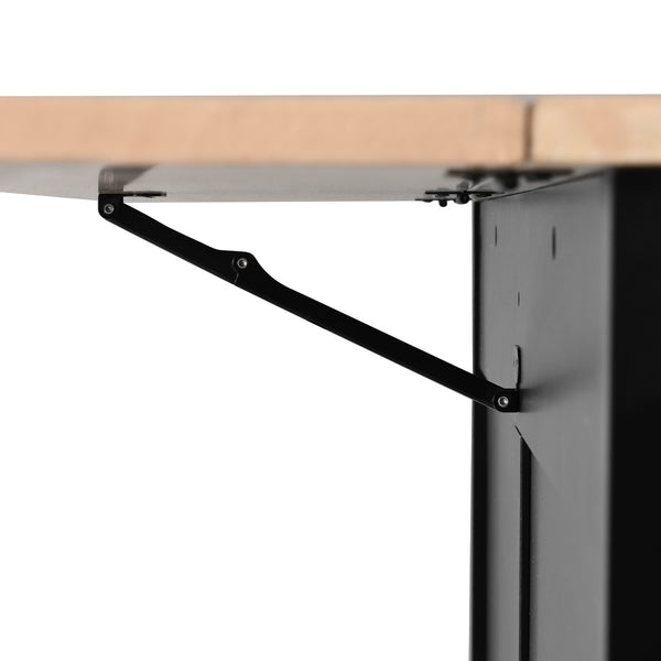 English Elm Kitchen Cart with Drop-Leaf Rubberwood Countertop, Sliding Barn Door, Locking Wheels & Storage Space Black SK000001AAB