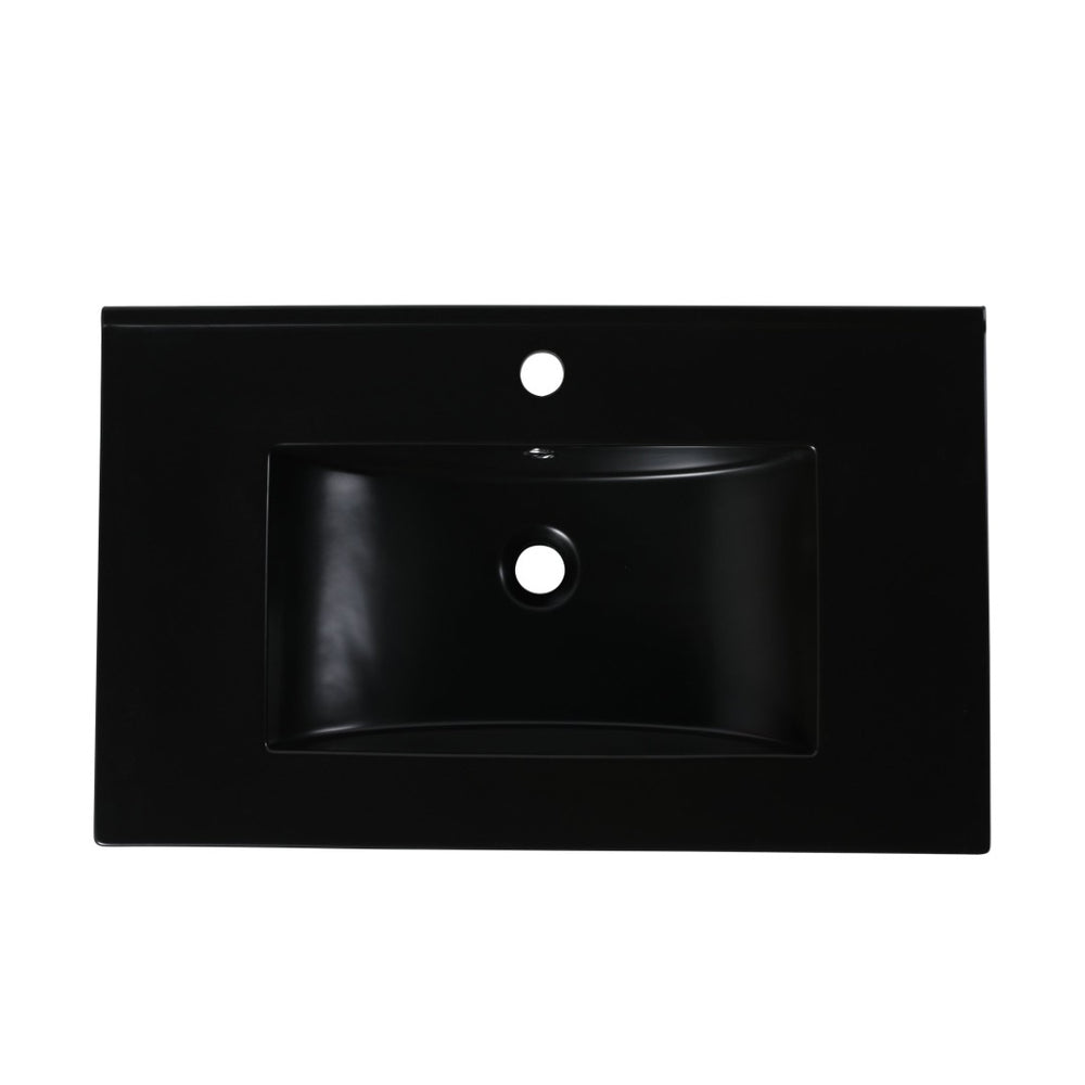 English Elm 30 Inch Triple Glazed Ceramic Vanity Sink with Overflow for Modern Bathroom Upgrade W99957948