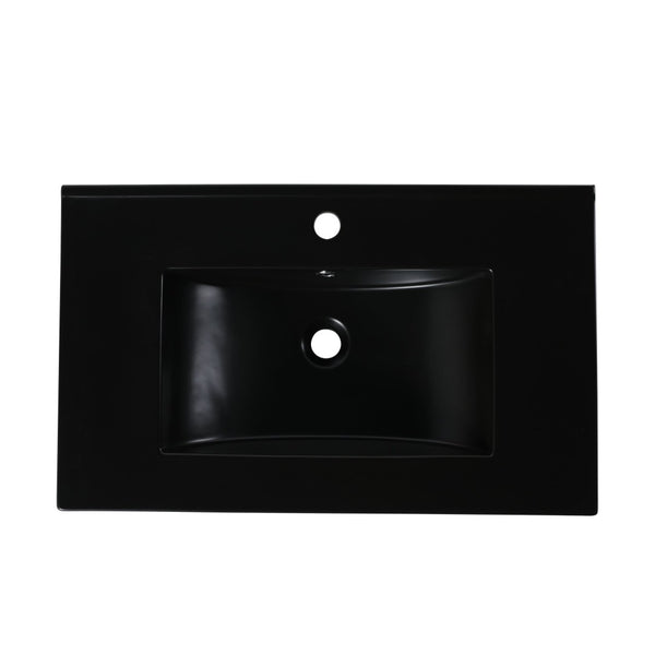 English Elm 30 Inch Triple Glazed Ceramic Vanity Sink with Overflow for Modern Bathroom Upgrade W99957948
