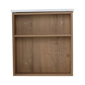 English Elm 30 Inch Bathroom Vanity With Adjustable Open Shelf & Modern White Ceramic Basin For Easy Assembly W999S00003