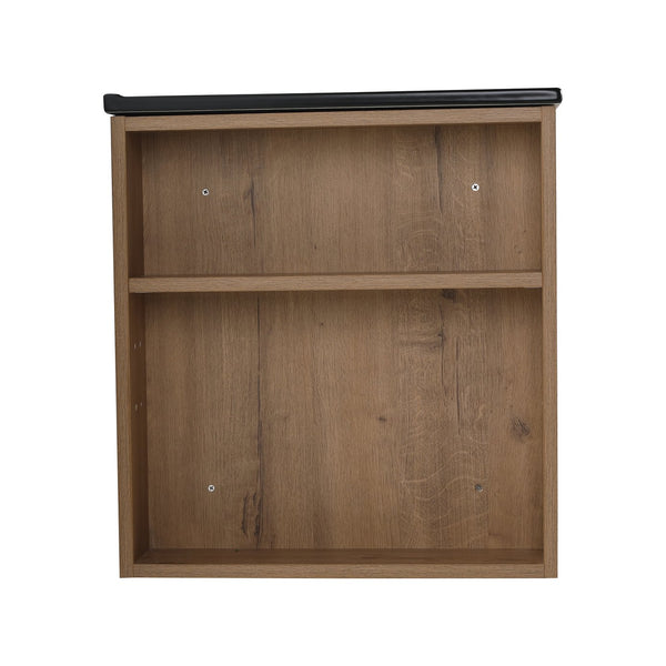 English Elm 30 Inch Bathroom Vanity - Modern Black Ceramic Basin With Adjustable Open Shelf For Small Spaces W999S00004