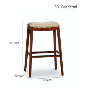 English Elm 30" Bar Height Saddle Stool with Bonded Leather Saddle Seat, Nailhead Trim & Hardwood Frame Gray B046109807