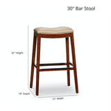 English Elm 30" Bar Height Saddle Stool, Weathered Gray Finish, Black Leather Seat