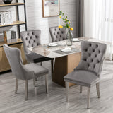 English Elm ,Nikki Collection Modern, High-End Tufted Solid Wood Contemporary Velvet Upholstered Dining Chair With Chrome Stainless Steel Plating Legs,Nailhead Trim,Set Of 2,Gray and Chrome, Sw1701Gy