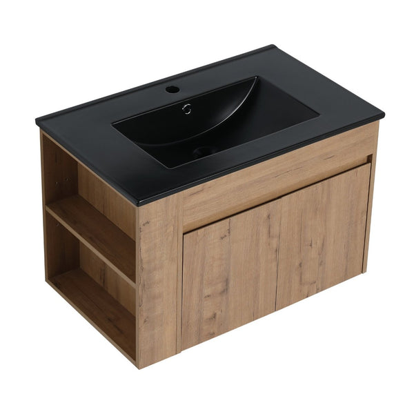 English Elm 30 Inch Triple Glazed Ceramic Vanity Sink with Overflow for Modern Bathroom Upgrade W99957948